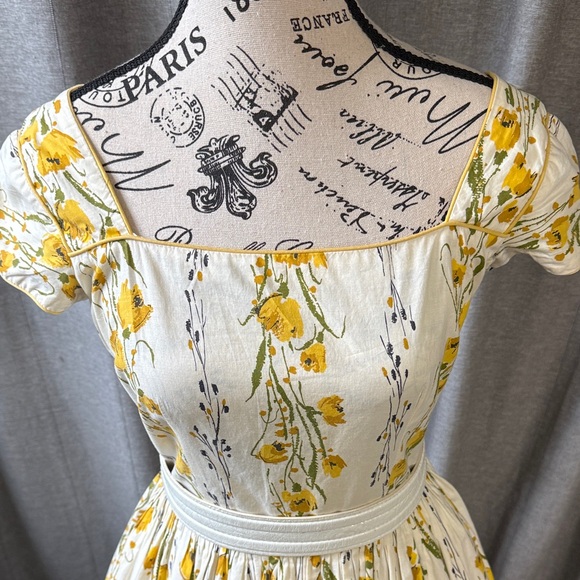 Jerry Gilden 1950s Yellow Day Midi Dress - Picture 3 of 10